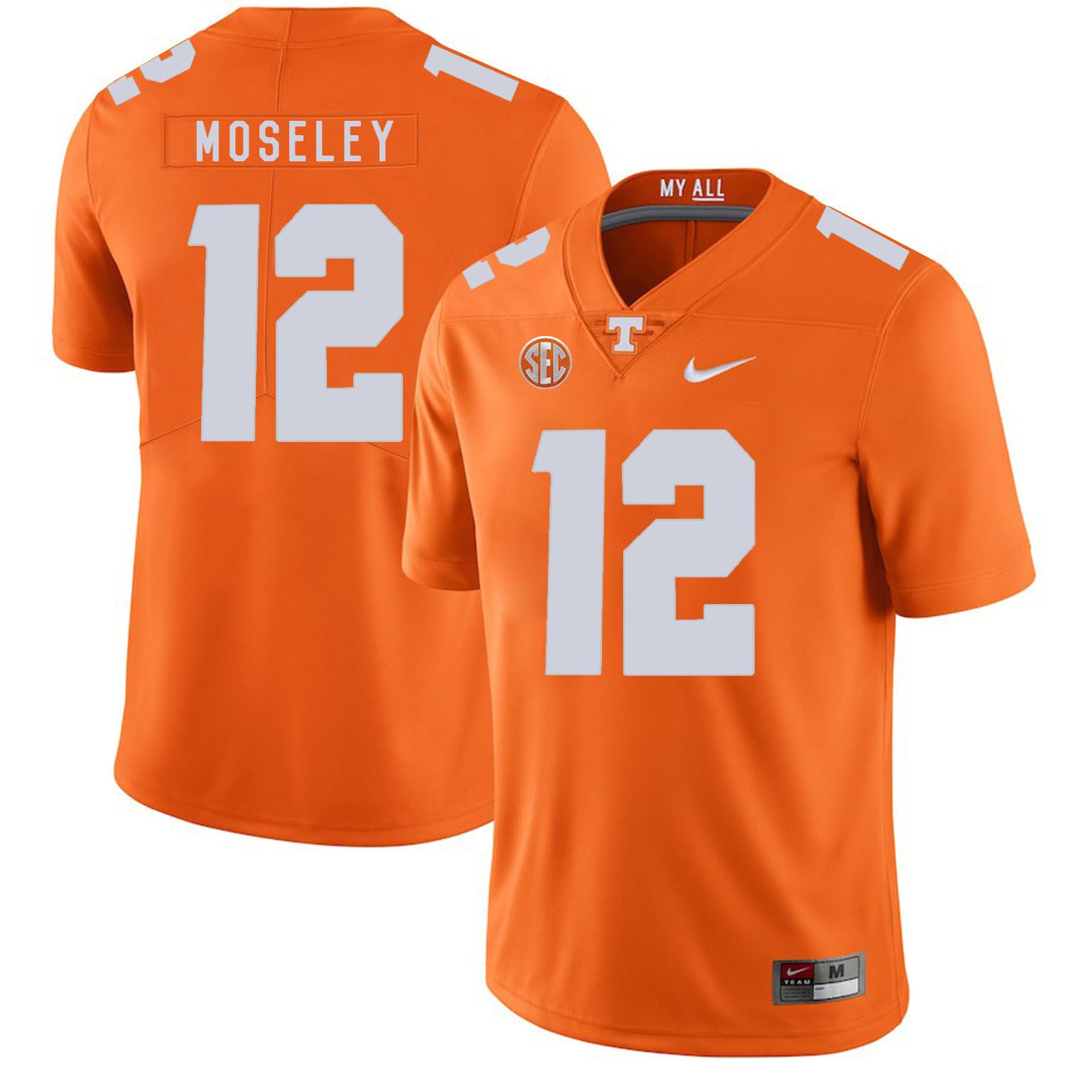 Men Tennessee Volunteers #12 Moseley Orange Customized NCAA Jerseys->women nfl jersey->Women Jersey